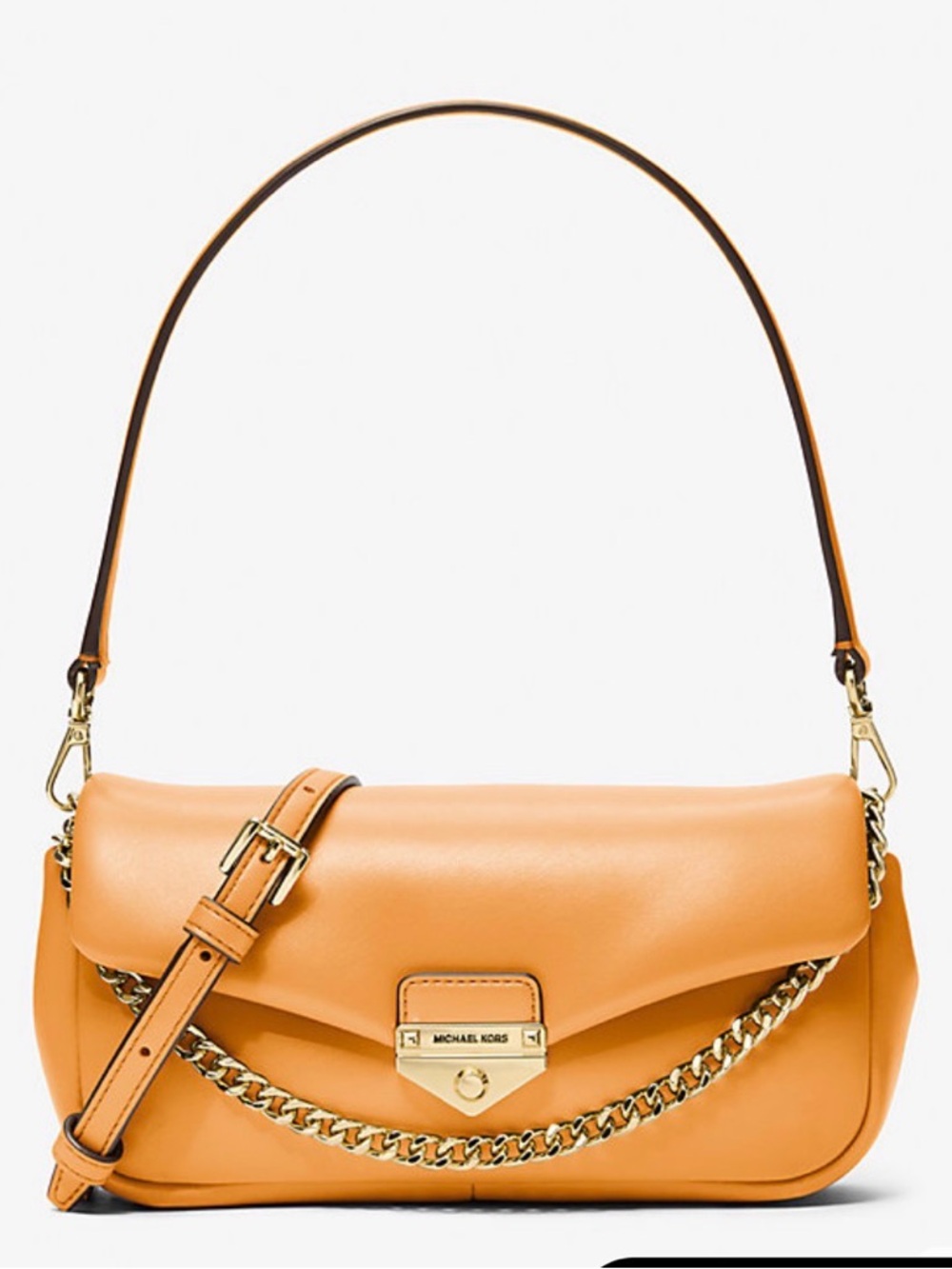 Michael Kors Orange Leather Crossbody Chain Bag
